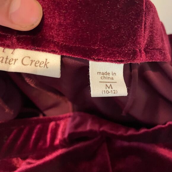 Coldwater Creek Womens Maroon Dress Pants Size M Velvet Wide Leg Pull On Stretch - Picture 8 of 10